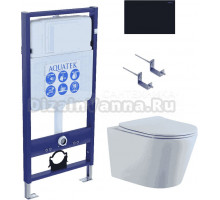 Комплект Унитаз подвесной AQUATEK Вега AQ1905-00 безободковый, с микролифтом + Инсталляция Standard INS-0000012 + Комплект креплений KKI-0000002 + Кнопка KDI-0000017 матовая черная