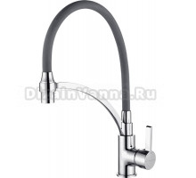 Смеситель для кухни Ledeme L4499-9 с гибким изливом, хром, серый