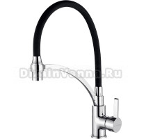 Смеситель для кухни Ledeme L4499-2 с гибким изливом, хром, черный