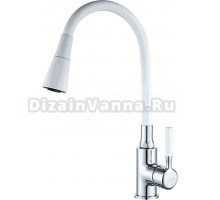 Смеситель для кухни Ledeme L4199-3 с гибким изливом, хром, белый