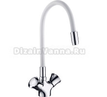 Смеситель для кухни Ledeme L4022-3 с гибким изливом, хром, белый