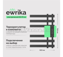 Полотенцесушитель электрический EWRIKA Медея LX 70х50, графит