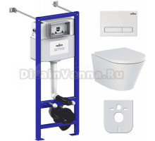 Комплект Lavinia Boho Унитаз подвесной Biore Compacto Rimless 3304101C + Крышка-сиденье Biore 33290420 с микролифтом + Инсталляция RelFix 38010020 + Кнопка RelFix 3805001W белая