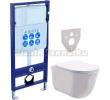Комплект Унитаз подвесной AQUATEK Классик AQ1111-00 безободковый, с микролифтом + Инсталляция Standard INS-0000012
