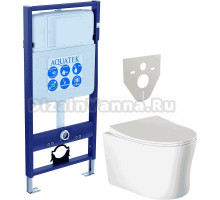 Комплект Унитаз подвесной AQUATEK Ника AQ2009-00 безободковый, с микролифтом + Инсталляция Standard INS-0000012
