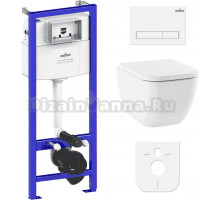 Комплект Унитаз подвесной Lavinia Boho One Compacto 3302102С с микролифтом + Система инсталляции для унитазов Relfix 38010010 + Кнопка смыва Relfix 3805001W белая