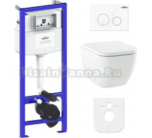 Комплект Унитаз подвесной Lavinia Boho One Compacto 3302102С с микролифтом + Система инсталляции для унитазов Relfix 38010010 + Кнопка смыва Relfix 3805002W белая