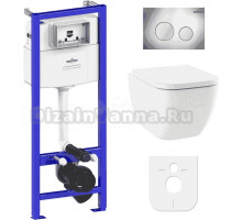 Комплект Унитаз подвесной Lavinia Boho One Compacto 3302102С с микролифтом + Система инсталляции для унитазов Relfix 38010010 + Кнопка смыва Relfix 3805002C хром
