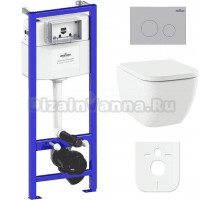 Комплект Унитаз подвесной Lavinia Boho One Compacto 3302102С с микролифтом + Система инсталляции для унитазов Relfix 38010010 + Кнопка смыва Relfix 380502MC матовый хром