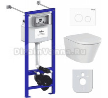 Комплект Lavinia Boho Унитаз подвесной Biore Compacto Rimless 3304101C + Крышка-сиденье Biore 33290420 с микролифтом + Инсталляция RelFix 38010020 + Кнопка RelFix 3805002W белая