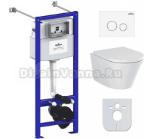 Комплект Lavinia Boho Унитаз подвесной Biore Compacto Rimless 3304101C + Крышка-сиденье Biore 33290420 с микролифтом + Инсталляция RelFix 38010020 + Кнопка RelFix 3805004W белая, хром