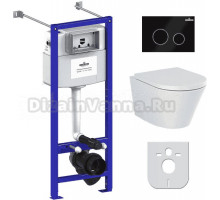 Комплект Lavinia Boho Унитаз подвесной Biore Compacto Rimless 3304101C + Крышка-сиденье Biore 33290420 с микролифтом + Инсталляция RelFix 38010020 + Кнопка RelFix 3805004B глянцевая черная, хром