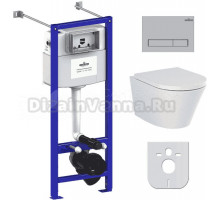 Комплект Lavinia Boho Унитаз подвесной Biore Rimless 3304102R + Крышка-сиденье Biore 33290410 с микролифтом + Инсталляция RelFix 38010020 + Кнопка RelFix 380501MC матовый хром