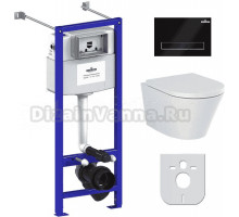 Комплект Lavinia Boho Унитаз подвесной Biore Rimless 3304102R + Крышка-сиденье Biore 33290410 с микролифтом + Инсталляция RelFix 38010020 + Кнопка RelFix 380501MB матовая черная