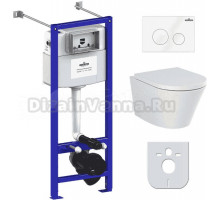 Комплект Lavinia Boho Унитаз подвесной Biore Rimless 3304102R + Крышка-сиденье Biore 33290410 с микролифтом + Инсталляция RelFix 38010020 + Кнопка RelFix 3805002W белая