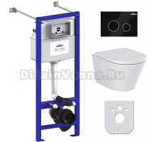 Комплект Lavinia Boho Унитаз подвесной Biore Rimless 3304102R + Крышка-сиденье Biore 33290410 с микролифтом + Инсталляция RelFix 38010020 + Кнопка RelFix 380502MB матовая черная