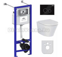 Комплект Lavinia Boho Унитаз подвесной Biore Rimless 3304102R + Крышка-сиденье Biore 33290410 с микролифтом + Инсталляция RelFix 38010020 + Кнопка RelFix 3805004B глянцевая черная, хром