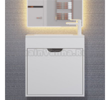 Тумба с раковиной Uperwood Modul 60 подвесная, 1 дверца, матовая белая, графит