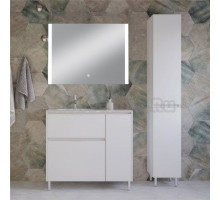 Мебель для ванной комнаты Style Line Барселона 90 L Люкс Plus, с бельевой корзиной, зеркало STWORKI Копенгаген