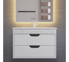 Тумба с раковиной Uperwood Modul 65 подвесная, 2 ящика, матовая белая, графит