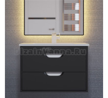 Тумба с раковиной Uperwood Modul 65 подвесная, 2 ящика, матовая черная