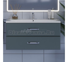 Тумба с раковиной Uperwood Foster 100 подвесная, 2 ящика, серый графит