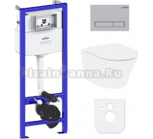 Комплект Lavinia Boho Унитаз подвесной Biore Compacto Rimless 3304101C + Крышка-сиденье Biore 33290420 с микролифтом + Инсталляция RelFix 38010010 + Кнопка RelFix 380501MC матовый хром
