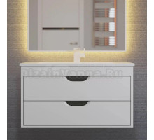 Тумба с раковиной Uperwood Modul 80 подвесная, 2 ящика, матовая белая, графит