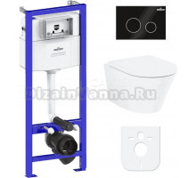 Комплект Lavinia Boho Унитаз подвесной Biore Compacto Rimless 3304101C + Крышка-сиденье Biore 33290420 с микролифтом + Инсталляция RelFix 38010010 + Кнопка RelFix 380502MB матовая черная, хром