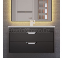 Тумба с раковиной Uperwood Modul 80 подвесная, 2 ящика, матовая черная