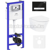 Комплект Lavinia Boho Унитаз подвесной Biore Compacto Rimless 3304101C + Крышка-сиденье Biore 33290420 с микролифтом + Инсталляция RelFix 38010010 + Кнопка RelFix 38050601 матовая черная, белая