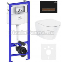 Комплект Lavinia Boho Унитаз подвесной Biore Compacto Rimless 3304101C + Крышка-сиденье Biore 33290420 с микролифтом + Инсталляция RelFix 38010010 + Кнопка RelFix 38050602 матовая черная, темное дерево