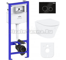 Комплект Lavinia Boho Унитаз подвесной Biore Rimless 3304102R + Крышка-сиденье Biore 33290410 с микролифтом + Инсталляция RelFix 38010010 + Кнопка RelFix 380502MB матовая черная, хром