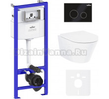 Комплект Lavinia Boho Унитаз подвесной Biore Rimless 3304102R + Крышка-сиденье Biore 33290410 с микролифтом + Инсталляция RelFix 38010010 + Кнопка RelFix 38050803 матовая черная, золотой глянец