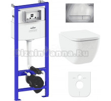 Комплект Унитаз подвесной безободковый One Rimless 3302103R + Быстросъемное сиденье микролифт 33290200 + Система инсталляции для унитазов Relfix 38010010 + Кнопка смыва Relfix 3805001C хром