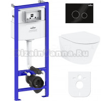 Комплект Lavinia Boho Унитаз подвесной Biore Rimless 3304102R + Крышка-сиденье Biore 33290410 с микролифтом + Инсталляция RelFix 38010010 + Кнопка RelFix 3805004B глянцевая черная, хром