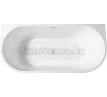 Акриловая ванна Abber AB9216-1.7MW 170x80 см, пристенная, белая матовая, овальная, с каркасом, со сливом-переливом