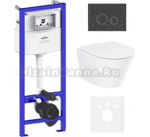 Комплект Lavinia Boho Унитаз подвесной Biore Rimless 3304102R + Крышка-сиденье Biore 33290410 с микролифтом + Инсталляция RelFix 38010010 + Кнопка RelFix 38050902 greek black