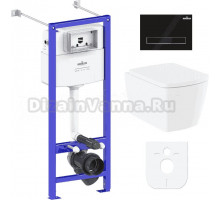 Комплект Lavinia Boho Унитаз подвесной Aveo Rimless 3306101R + Крышка-сиденье Aveo 33290600 с микролифтом + Инсталляция RelFix 38010020 + Кнопка RelFix 380501MB матовая черная, хром