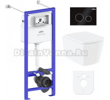 Комплект Lavinia Boho Унитаз подвесной Aveo Rimless 3306101R + Крышка-сиденье Aveo 33290600 с микролифтом + Инсталляция RelFix 38010020 + Кнопка RelFix 380502MB матовая черная, хром