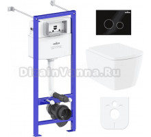 Комплект Lavinia Boho Унитаз подвесной Aveo Rimless 3306101R + Крышка-сиденье Aveo 33290600 с микролифтом + Инсталляция RelFix 38010020 + Кнопка RelFix 3805004B глянцевая черная, хром