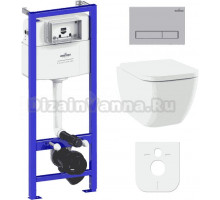 Комплект Унитаз подвесной безободковый One Rimless 3302103R + Быстросъемное сиденье микролифт 33290200 + Система инсталляции для унитазов Relfix 38010010 + Кнопка смыва Relfix 380501MC матовый хром