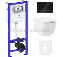 Комплект Унитаз подвесной безободковый One Rimless 3302103R + Быстросъемное сиденье микролифт 33290200 + Система инсталляции для унитазов Relfix 38010010 + Кнопка смыва Relfix 380501MB матовая черная