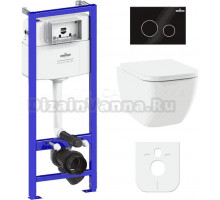 Комплект Унитаз подвесной безободковый One Rimless 3302103R + Быстросъемное сиденье микролифт 33290200 + Система инсталляции для унитазов Relfix 38010010 + Кнопка смыва Relfix 380502MB матовая черная