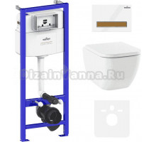 Комплект Унитаз подвесной безободковый One Rimless 3302103R + Быстросъемное сиденье микролифт 33290200 + Система инсталляции для унитазов Relfix 38010010 + Кнопка смыва Relfix 38050603 белая, светлое дерево