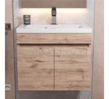 Тумба с раковиной Uperwood Eva 50 подвесная, 2 дверцы, крафт табачный