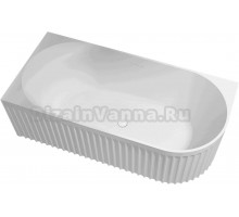 Акриловая ванна Abber AB9412-1.5 L 150x75 см, левая, пристенная, белая матовая, с каркасом, со сливом-переливом