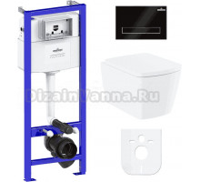 Комплект Lavinia Boho Унитаз подвесной Aveo Rimless 3306101R + Крышка-сиденье Aveo 33290600 с микролифтом + Инсталляция RelFix 38010010 + Кнопка RelFix 380501MB матовая черная, хром