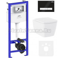 Комплект Lavinia Boho Унитаз подвесной Aveo Rimless 3306101R + Крышка-сиденье Aveo 33290600 с микролифтом + Инсталляция RelFix 38010010 + Кнопка RelFix 38050601 матовая черная, белая