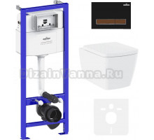 Комплект Lavinia Boho Унитаз подвесной Aveo Rimless 3306101R + Крышка-сиденье Aveo 33290600 с микролифтом + Инсталляция RelFix 38010010 + Кнопка RelFix 38050602 матовая черная, темное дерево